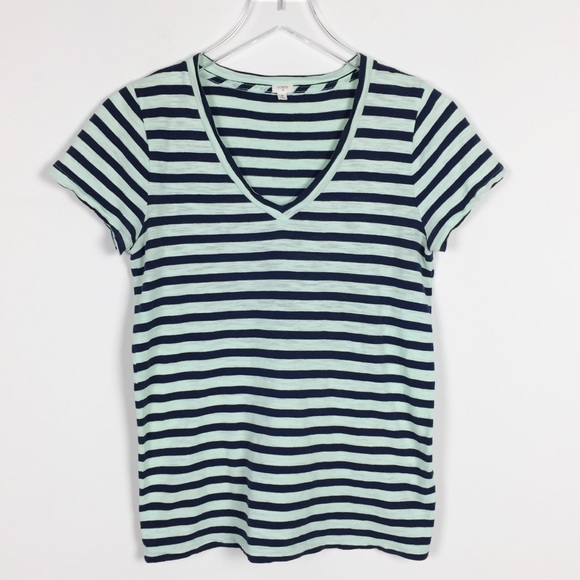 J. Crew Teal Striped Tee sz S - Picture 1 of 8